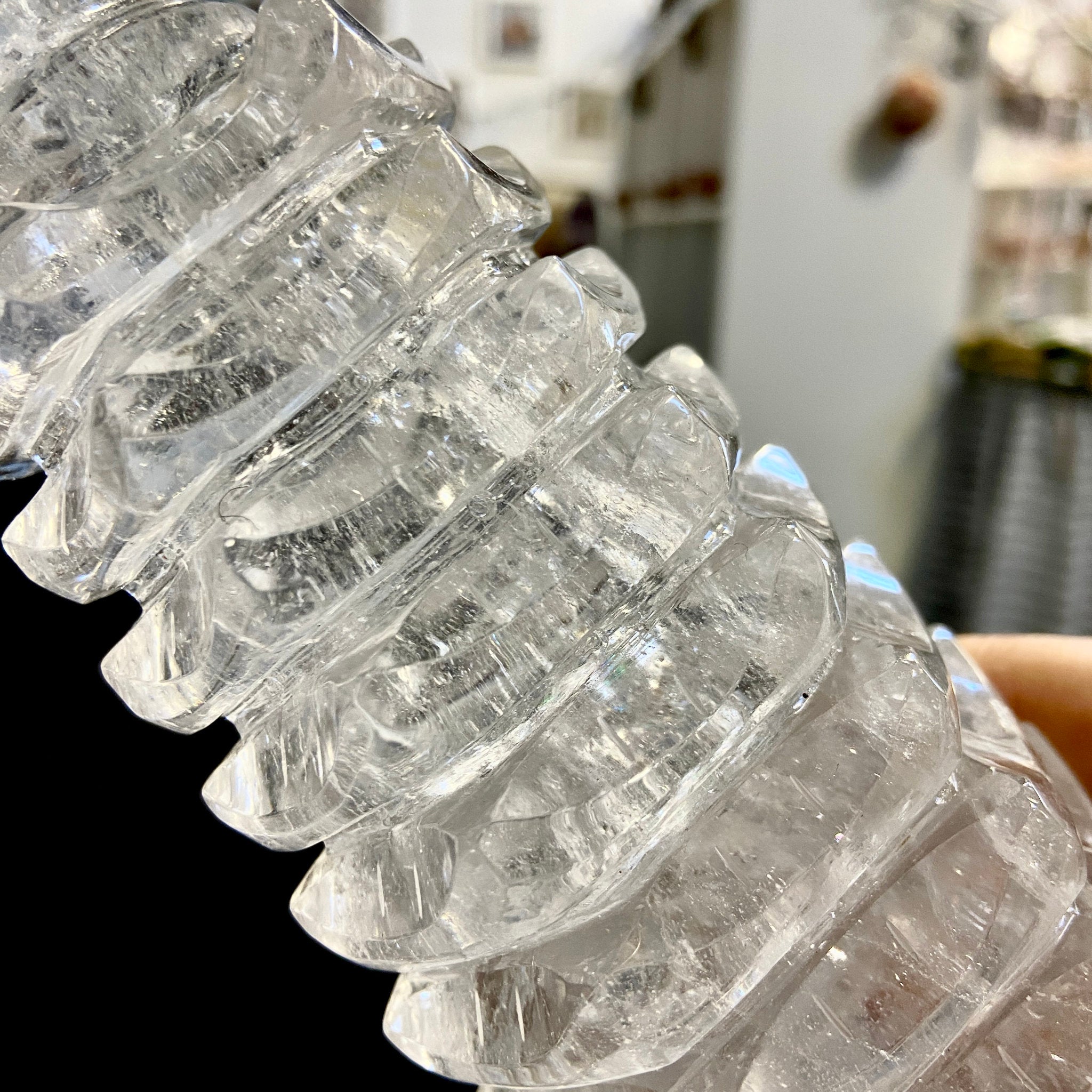 Clear Quartz - 13 Layer Wen Chang Pagoda Tower - Castle Rocks Cornwall