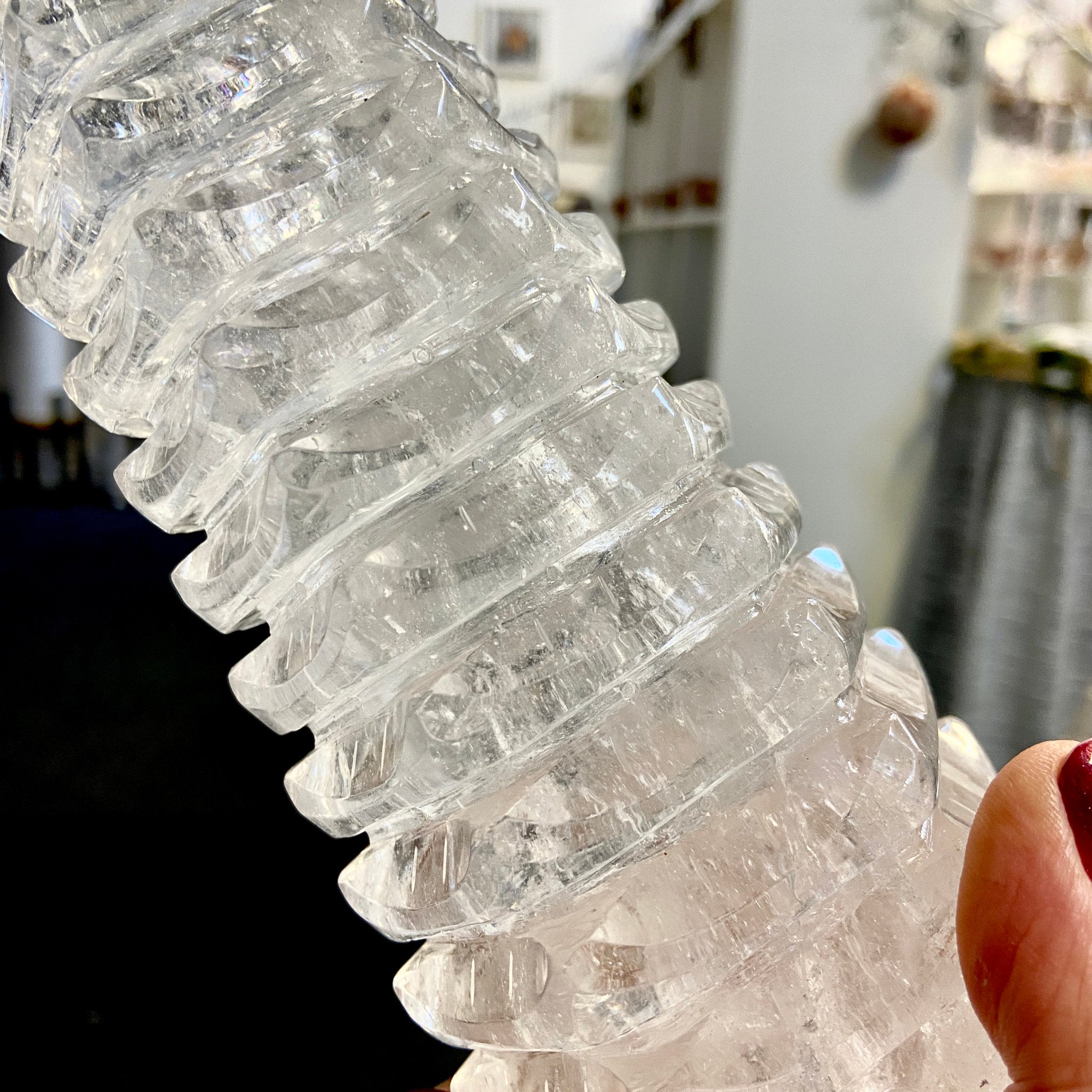 Clear Quartz - 13 Layer Wen Chang Pagoda Tower - Castle Rocks Cornwall