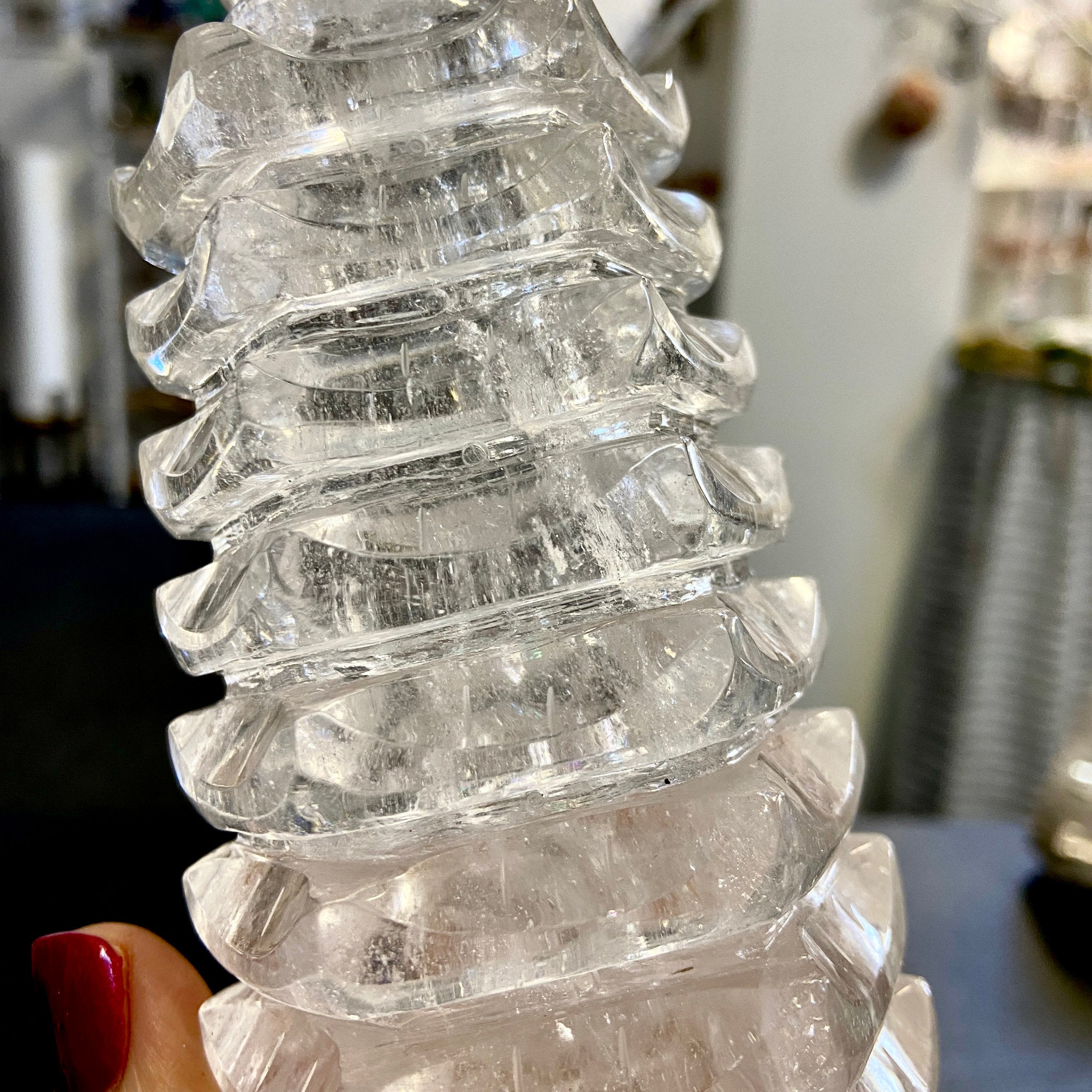 Clear Quartz - 13 Layer Wen Chang Pagoda Tower - Castle Rocks Cornwall