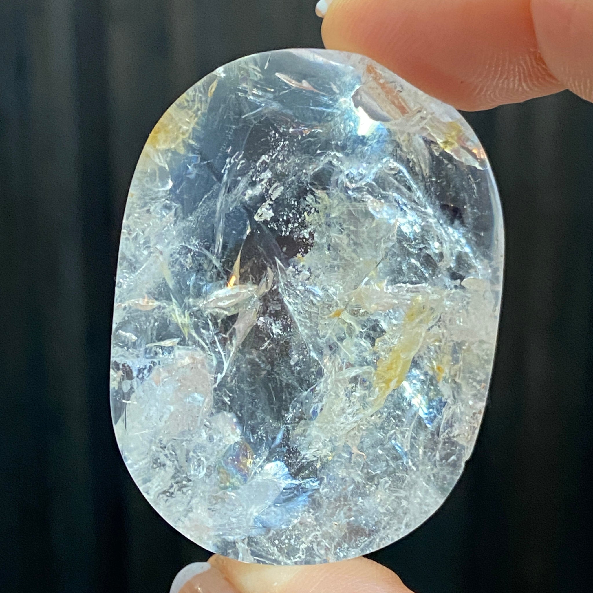 Clear Quartz Oval with Golden Healer & Enhydro - Brazil - Castle Rocks Cornwall