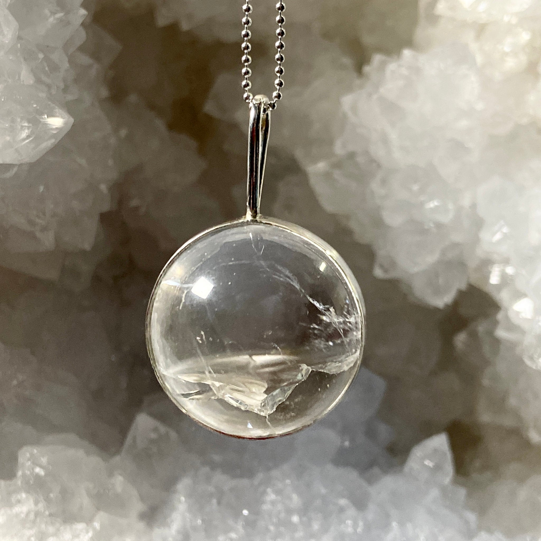 Clear Quartz Spinner Pendant with Rainbows - Bespoke by Song of the Sea - Castle Rocks Cornwall