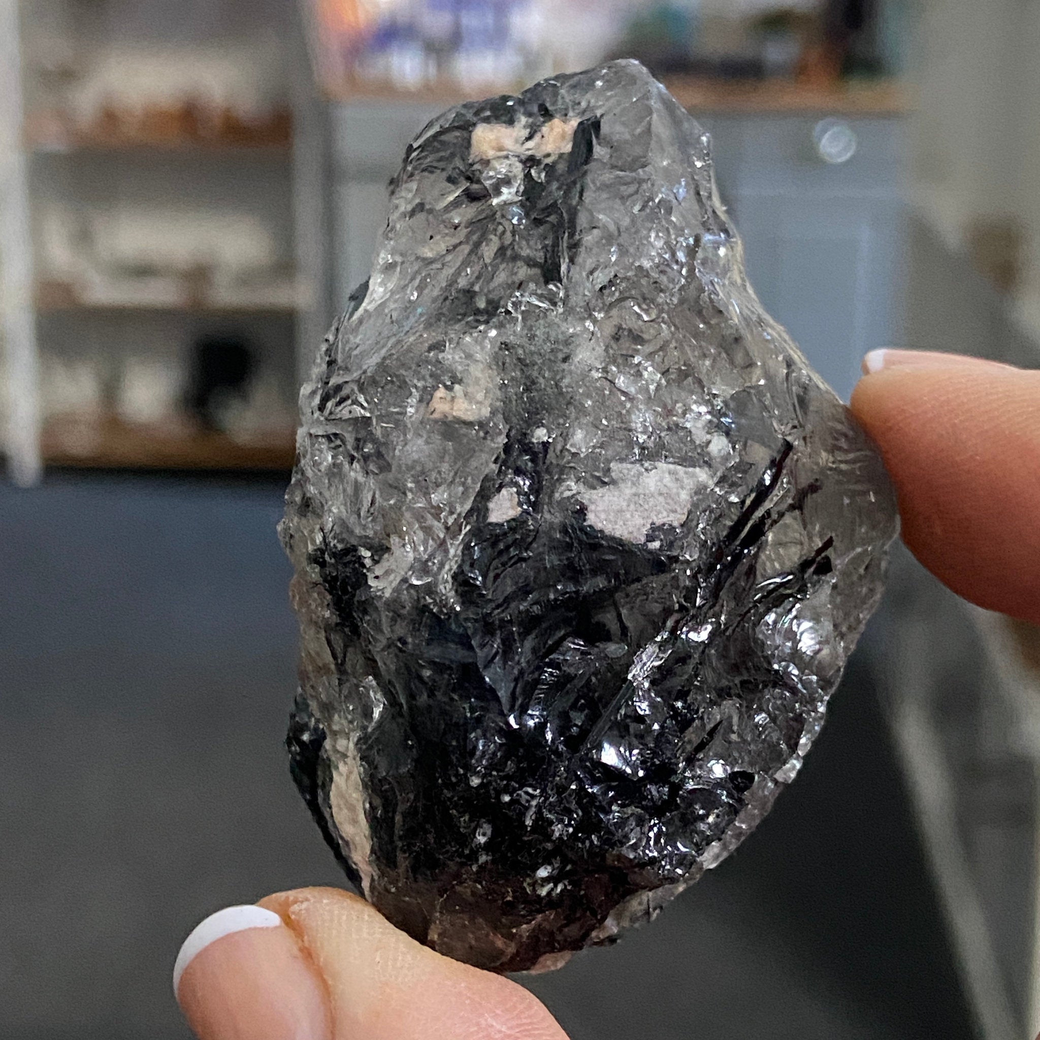 Clear Quartz with Black Tourmaline - Brazil - Castle Rocks Cornwall