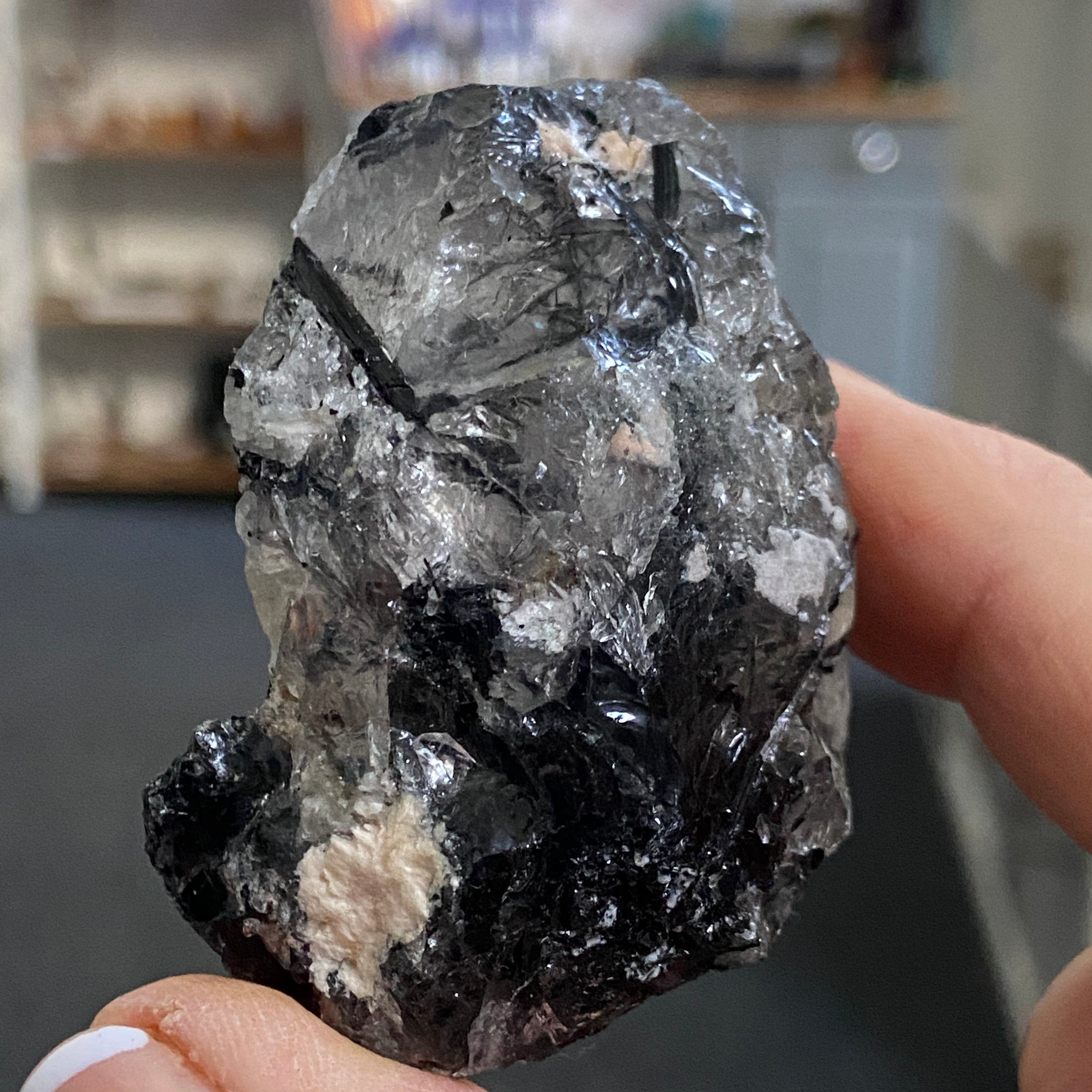 Clear Quartz with Black Tourmaline - Brazil - Castle Rocks Cornwall