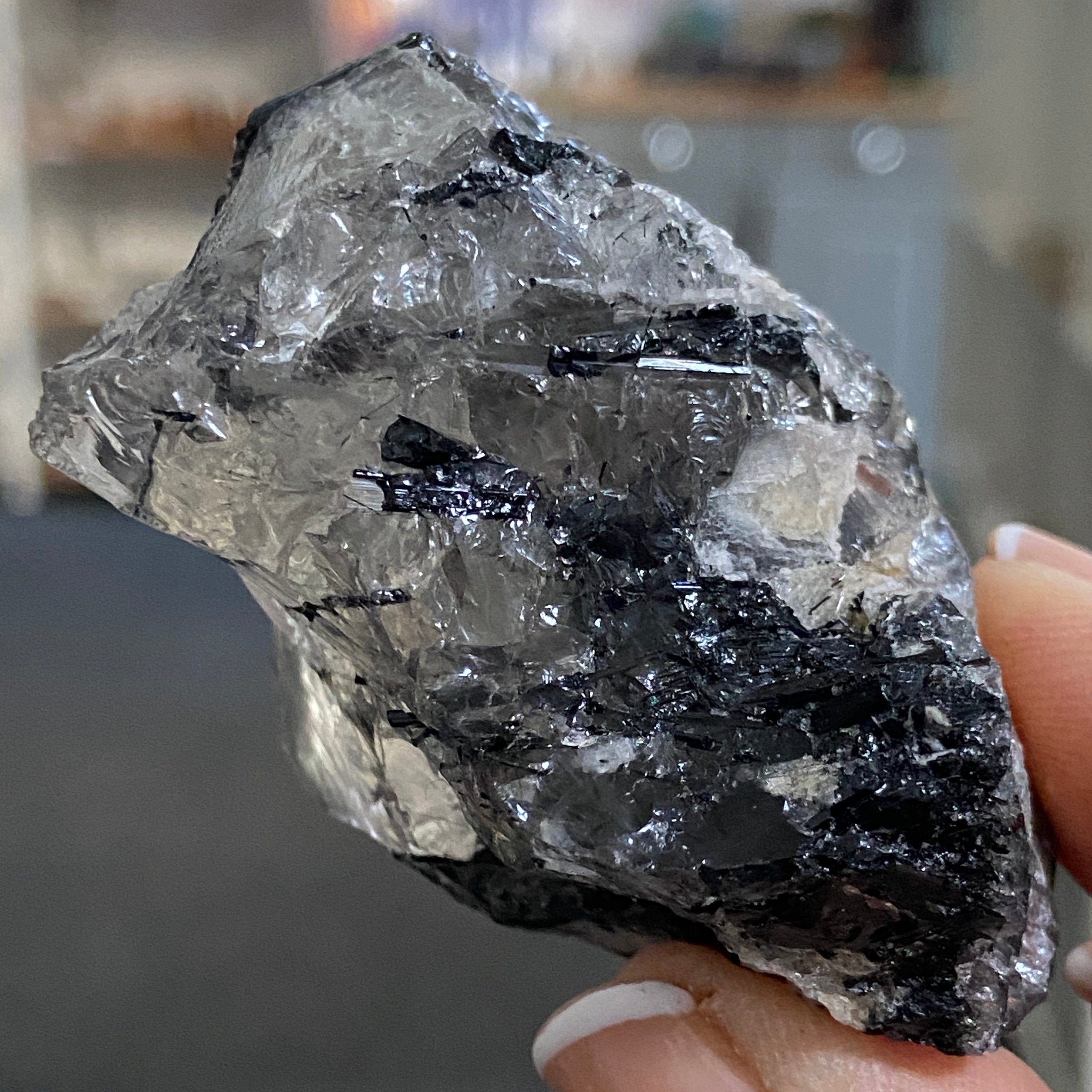 Clear Quartz with Black Tourmaline - Brazil - Castle Rocks Cornwall