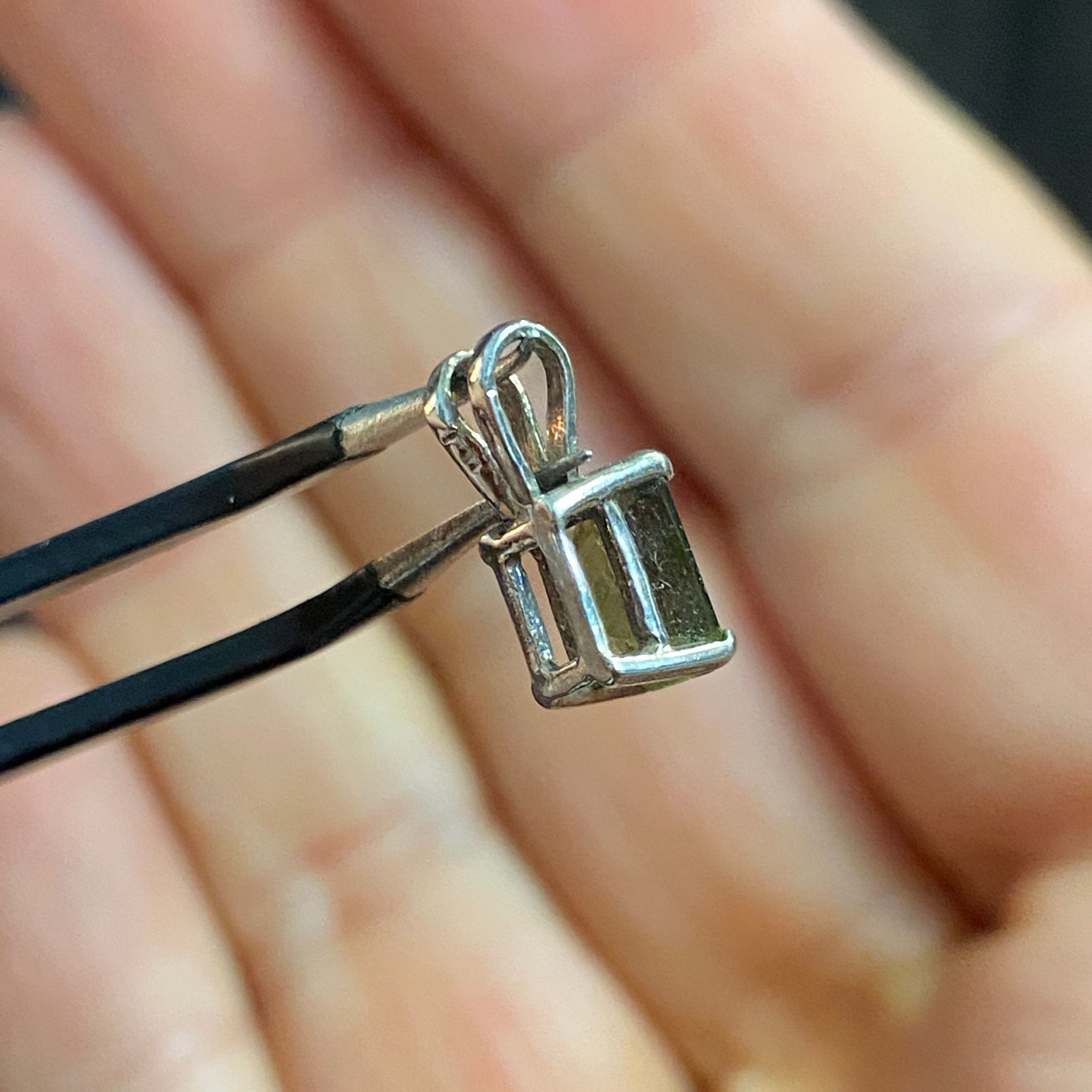 Faceted Moldavite Pendant – Sterling Silver - Castle Rocks Cornwall