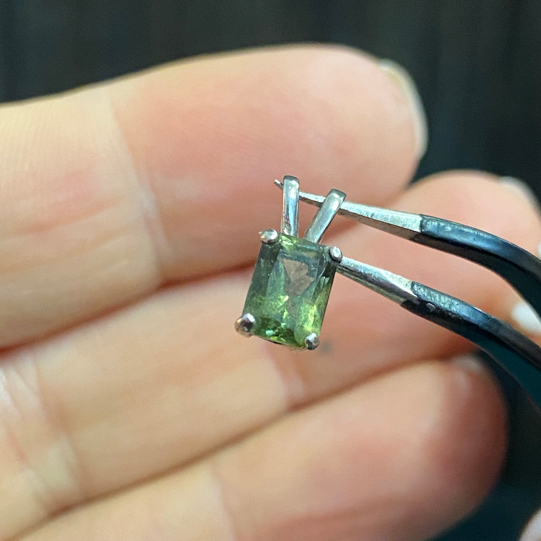 Faceted Moldavite Pendant – Sterling Silver - Castle Rocks Cornwall