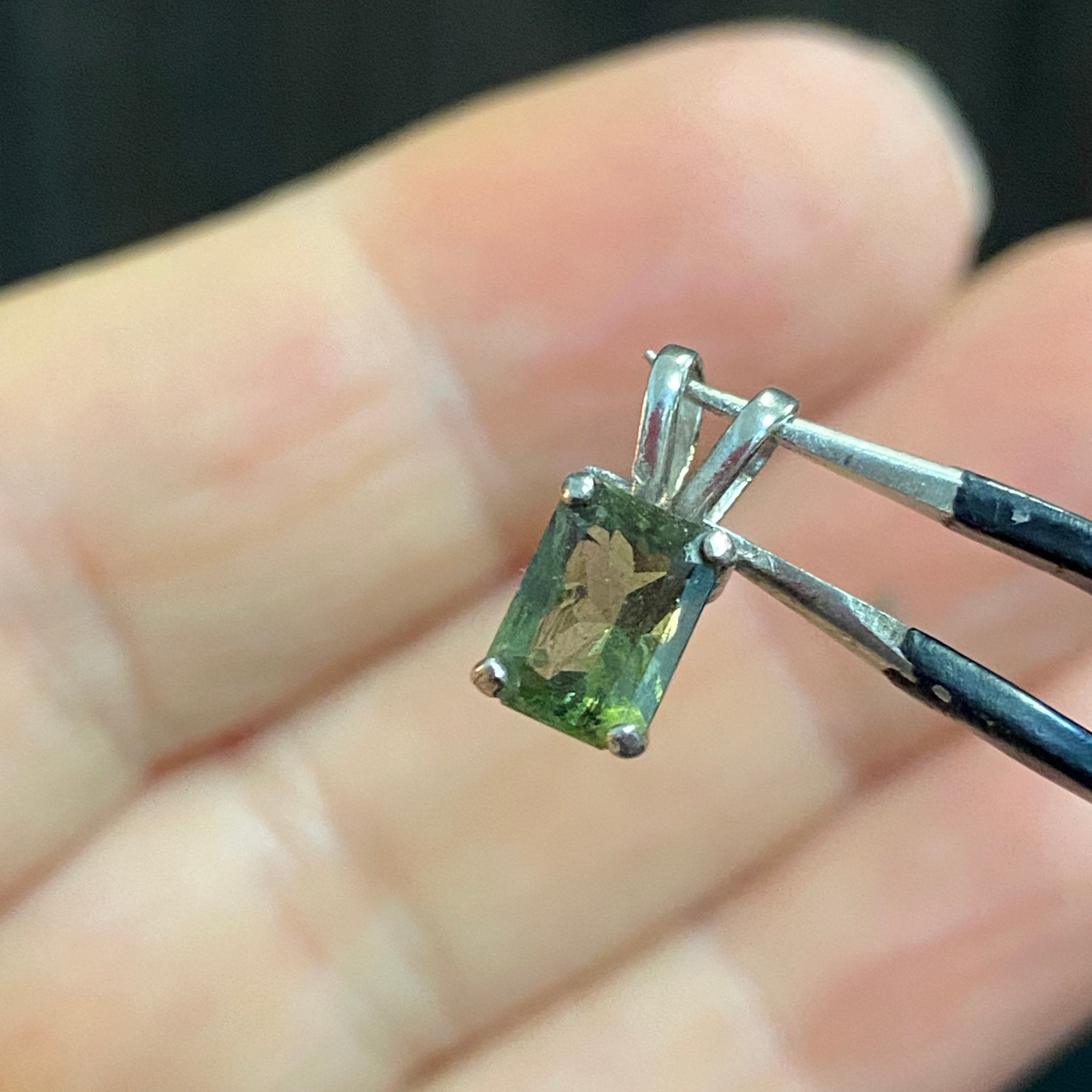 Faceted Moldavite Pendant – Sterling Silver - Castle Rocks Cornwall