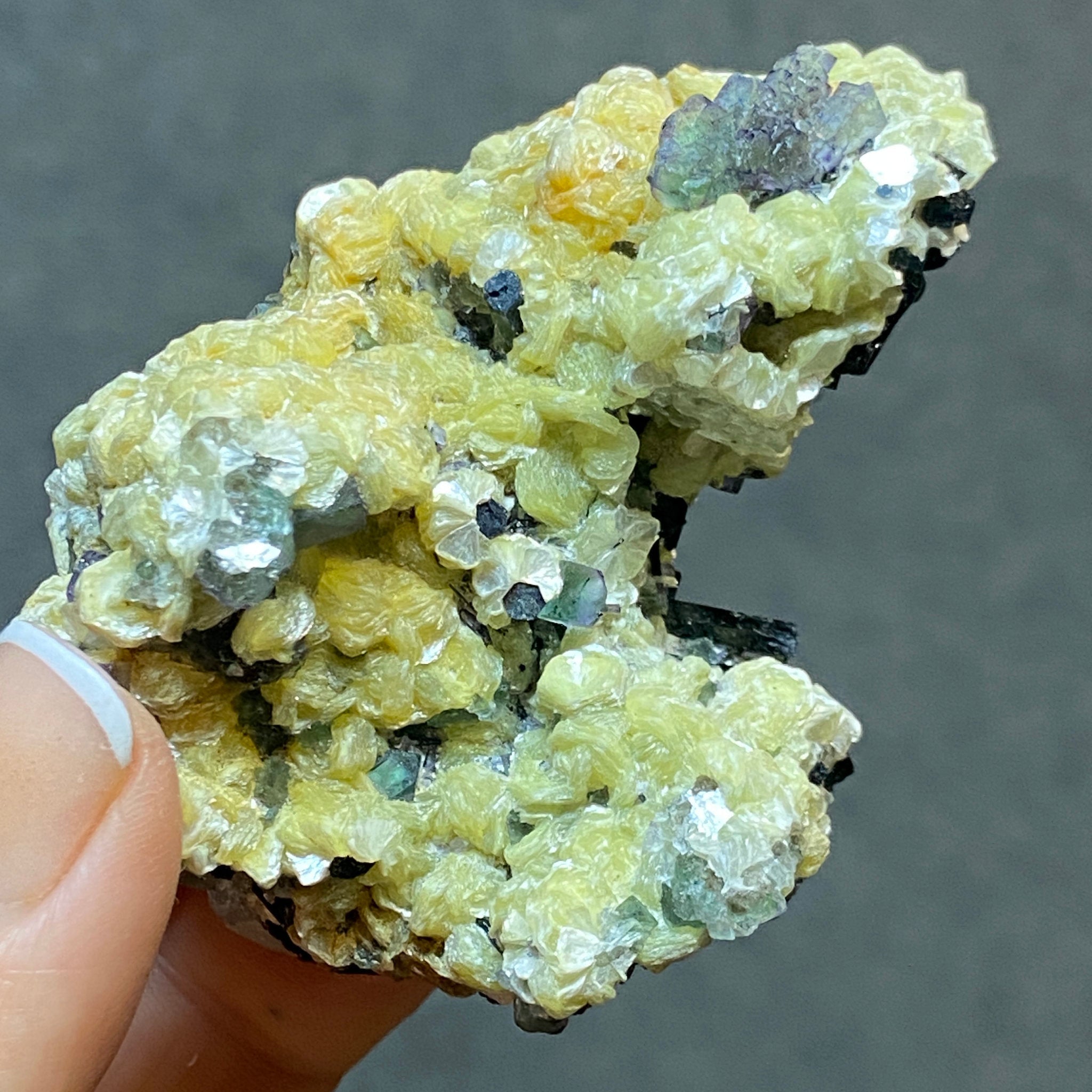 Fluorite with Black Tourmaline, Muscovite and Feldspar - Erongo - Castle Rocks Cornwall