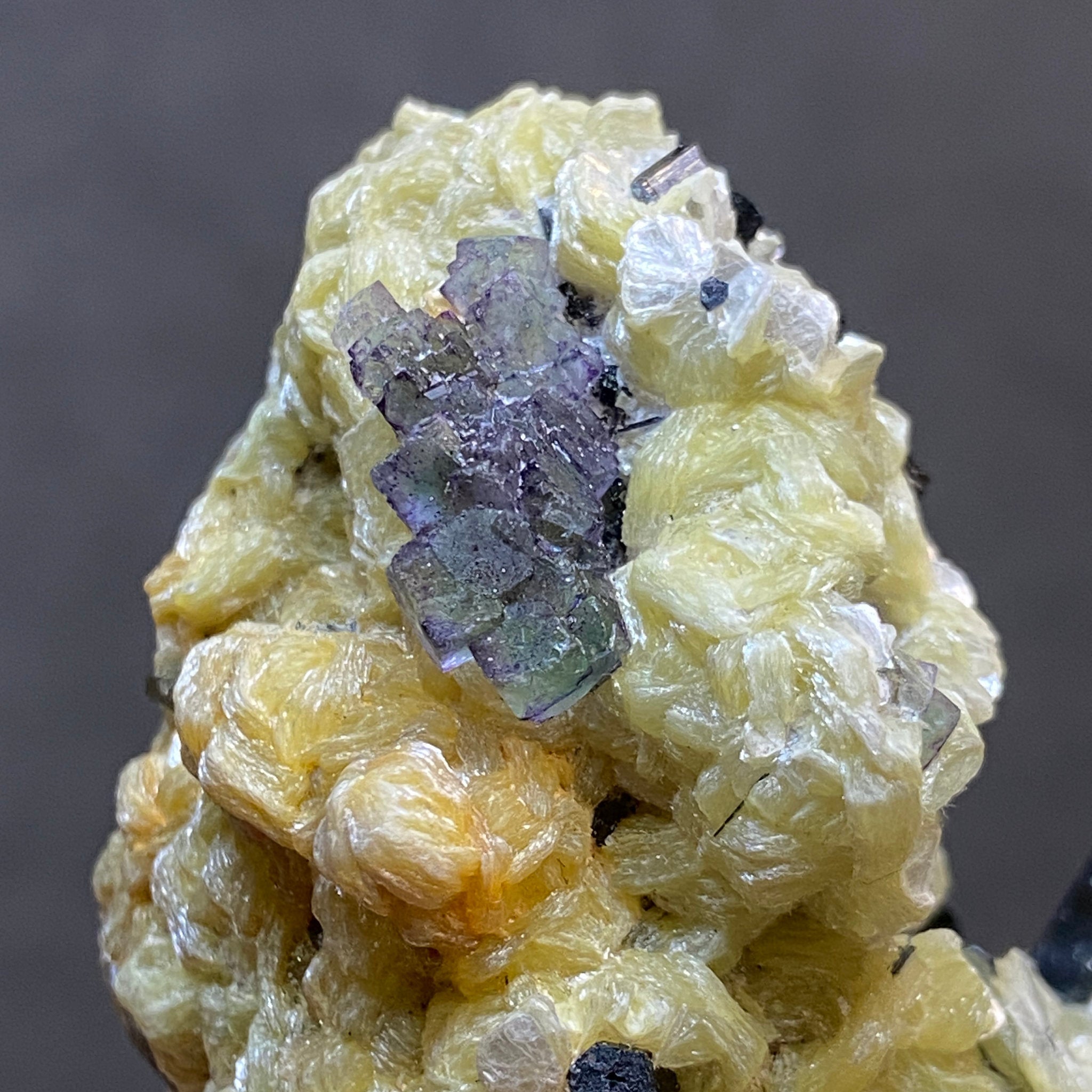 Fluorite with Black Tourmaline, Muscovite and Feldspar - Erongo - Castle Rocks Cornwall