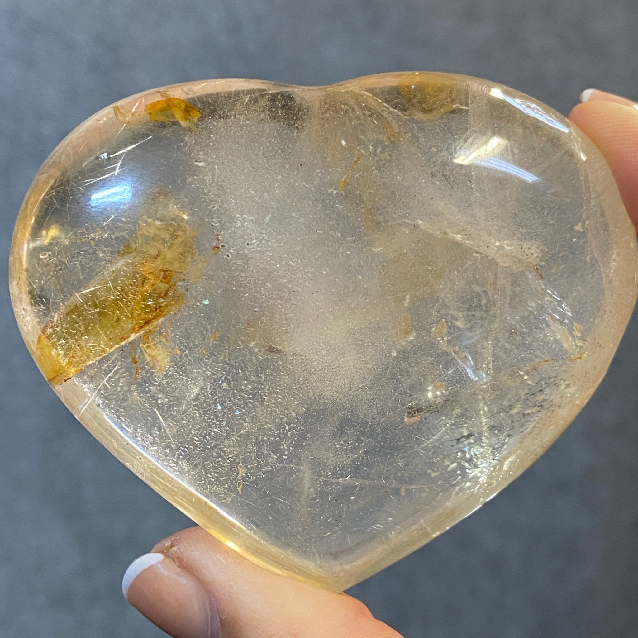 Golden Healer Quartz Heart with Rutile – Brazil - Castle Rocks Cornwall