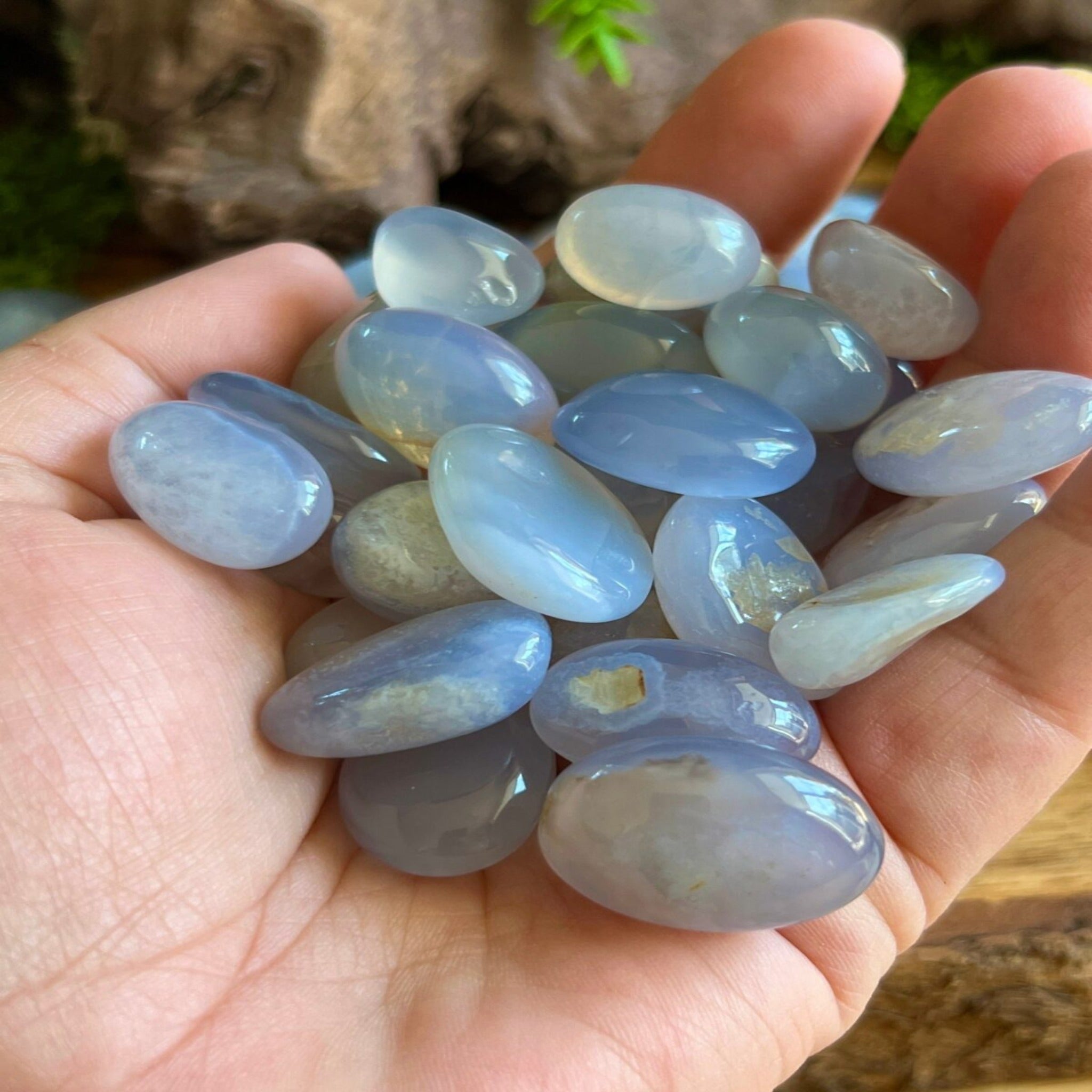 Blue Chalcedony Tumbled Stones.