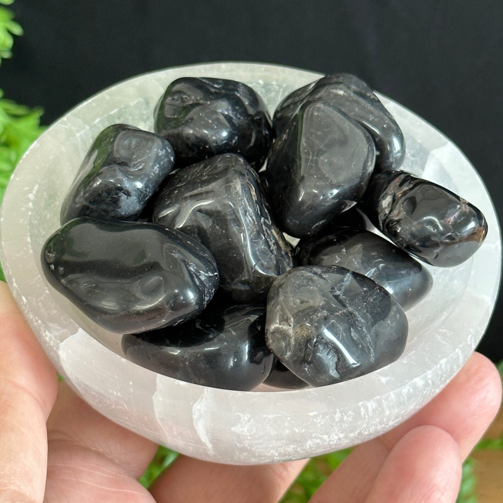 Black Onyx tumble stones,