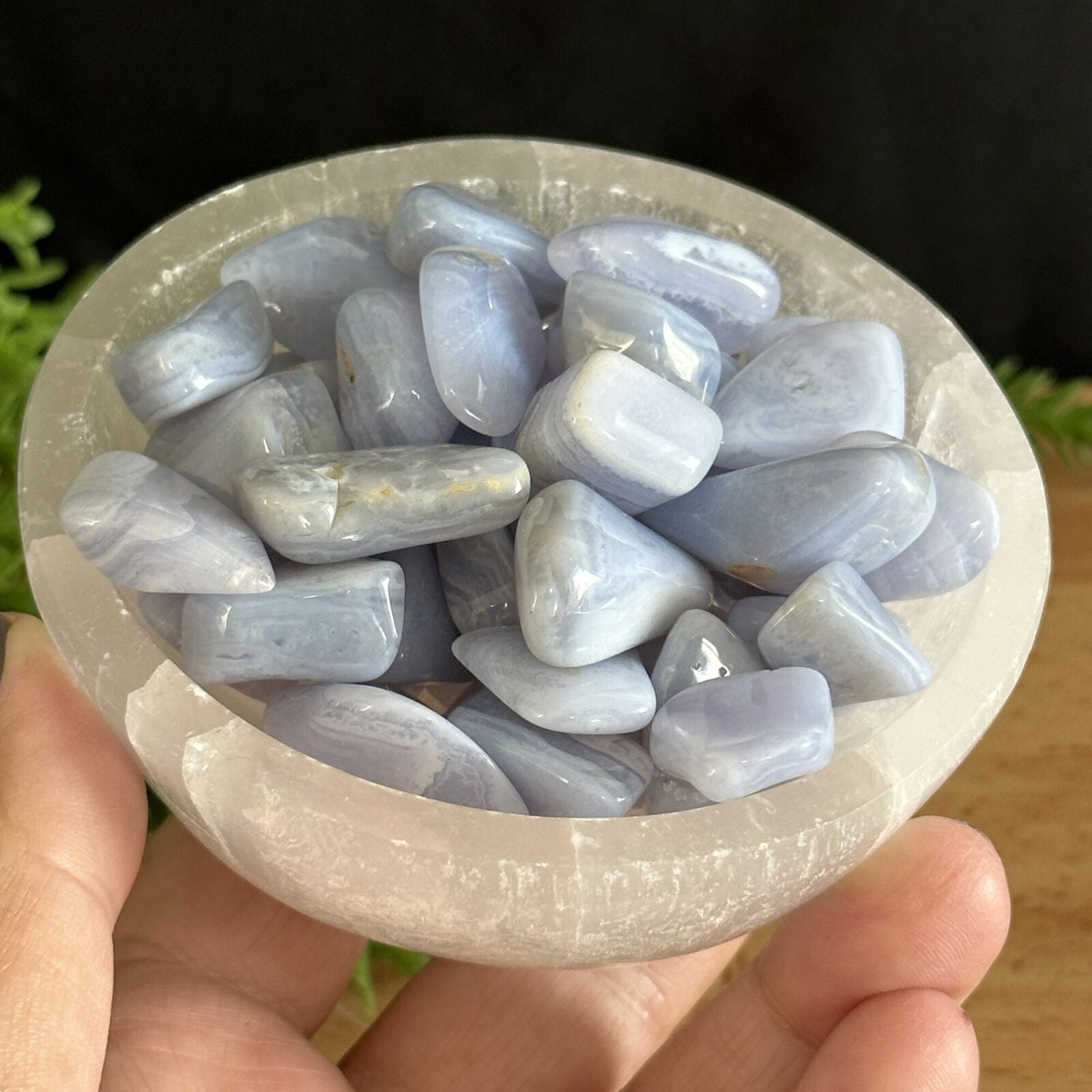 Blue Lace Agate Tumbled Stones.