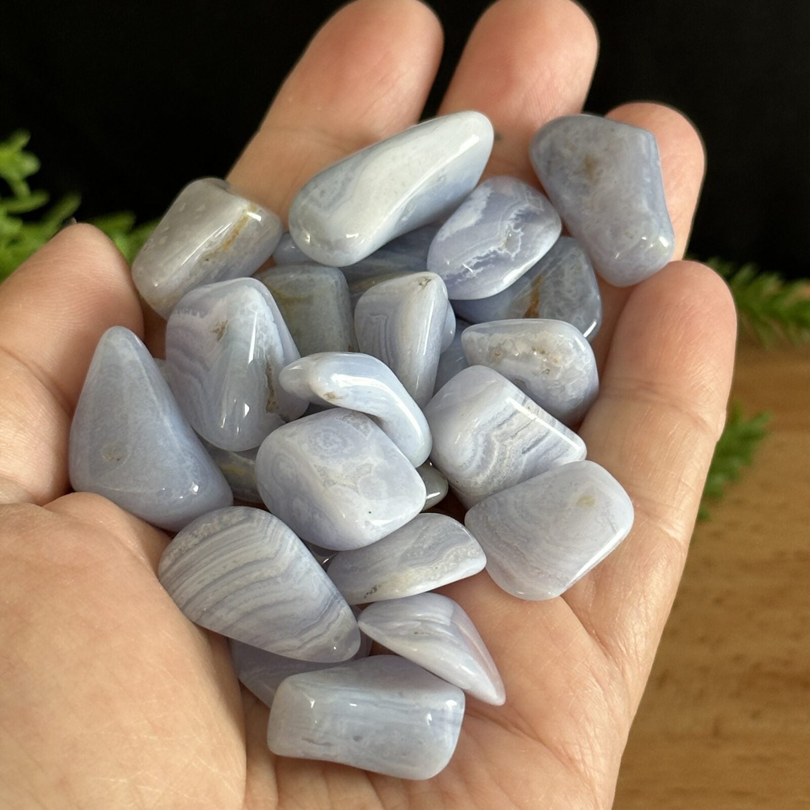 Blue Lace Agate Tumbled Stones.