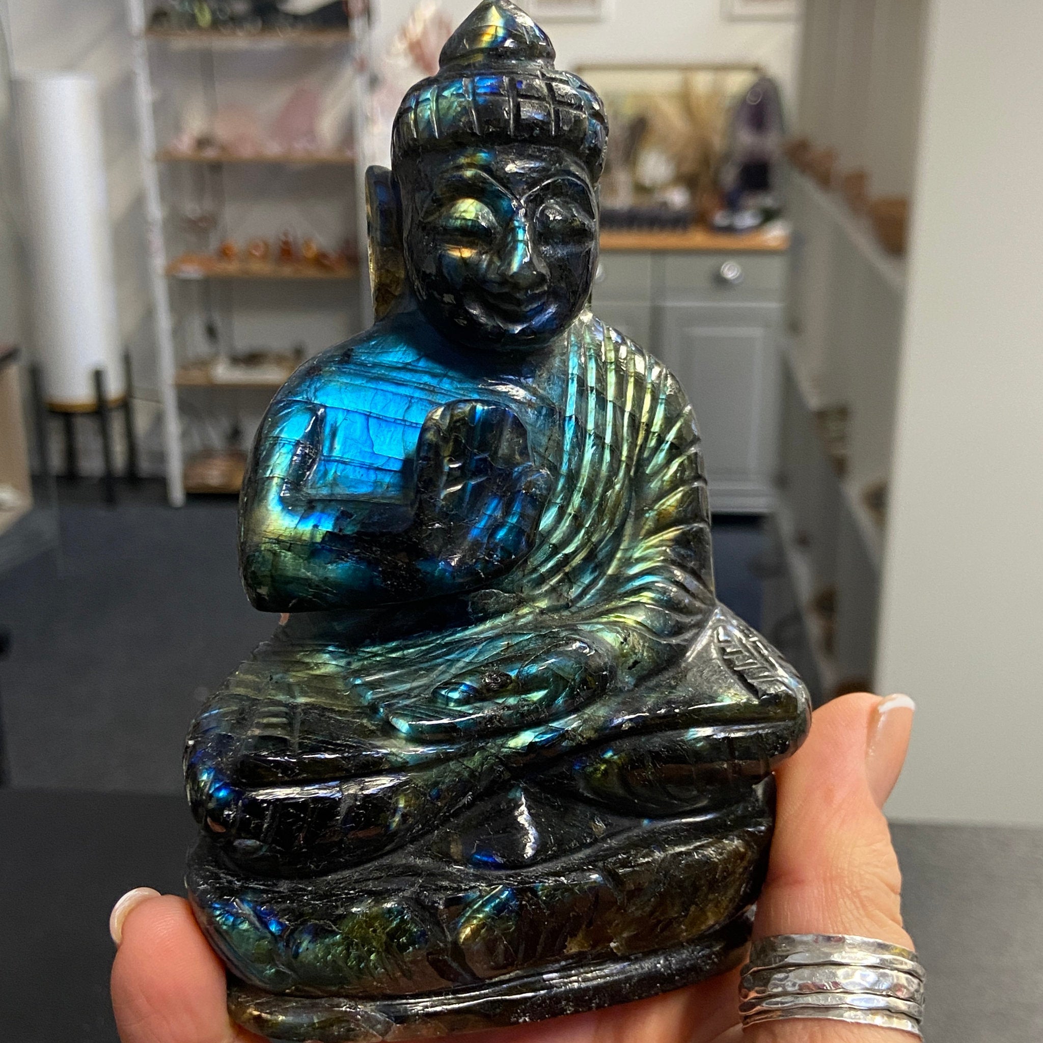 Labradorite Buddha Carving – Madagascar - Castle Rocks Cornwall