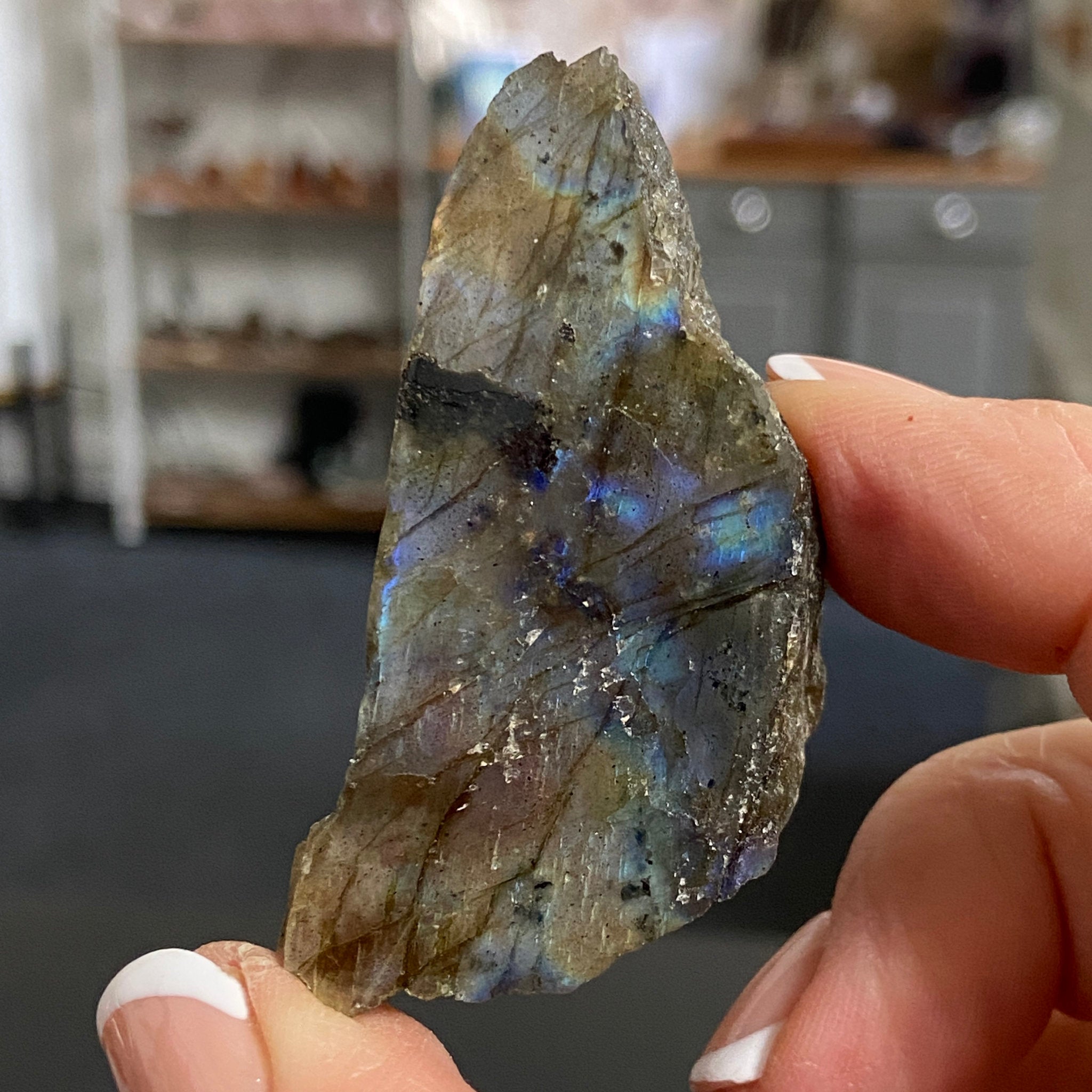 Madagascan Labradorite Slice – New Beginnings & Intuition - Castle Rocks Cornwall