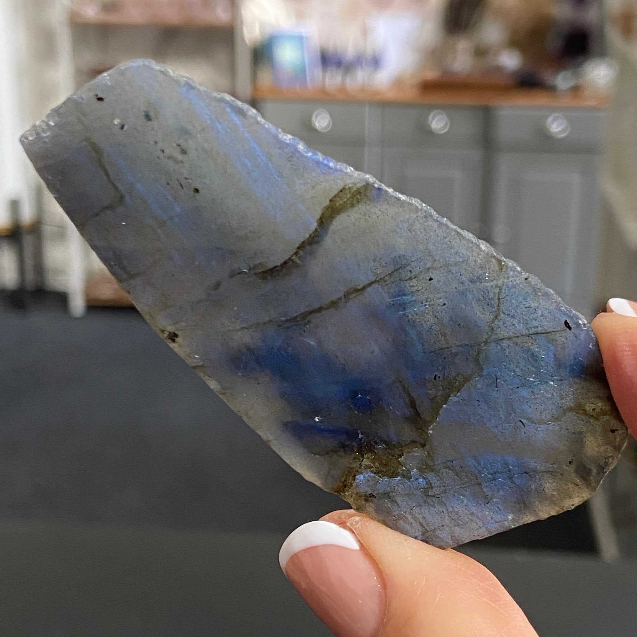 Madagascan Labradorite Slice – New Beginnings & Intuition - Castle Rocks Cornwall