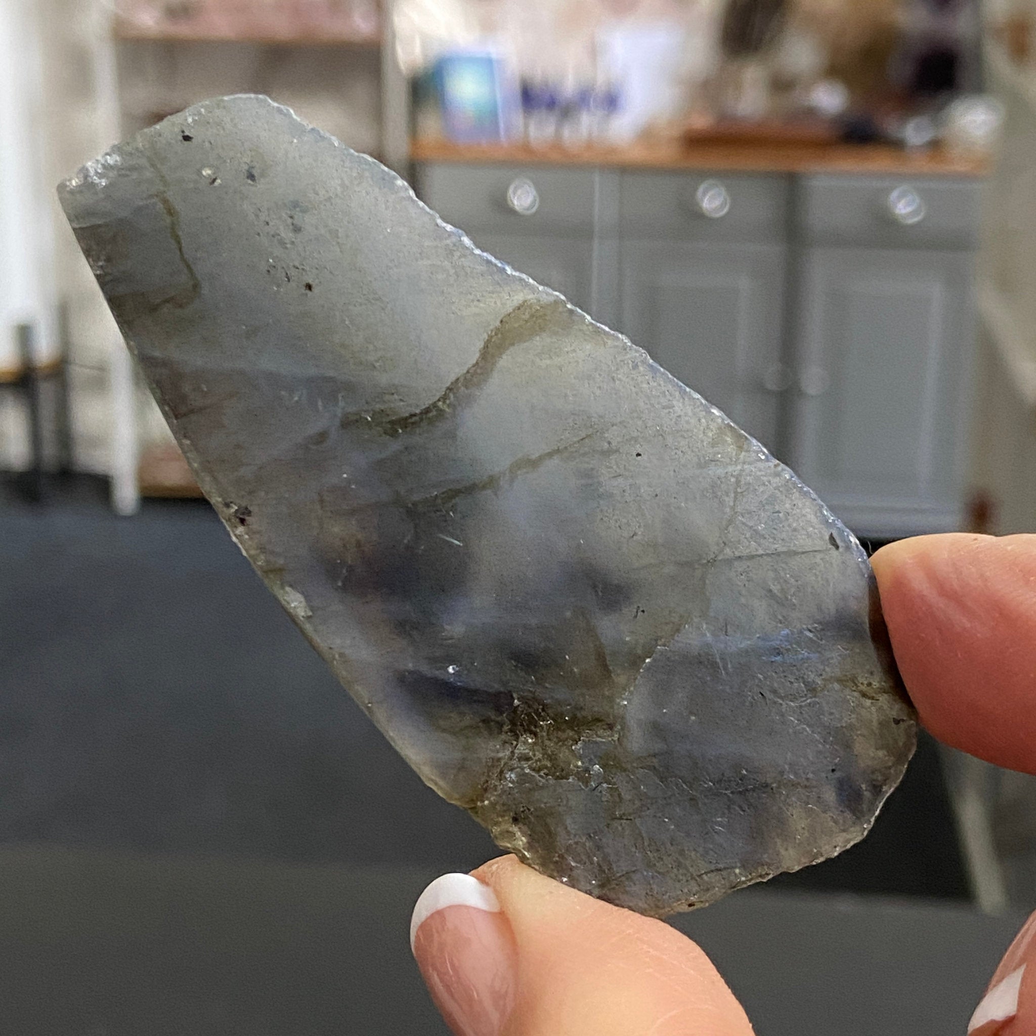 Madagascan Labradorite Slice – New Beginnings & Intuition - Castle Rocks Cornwall