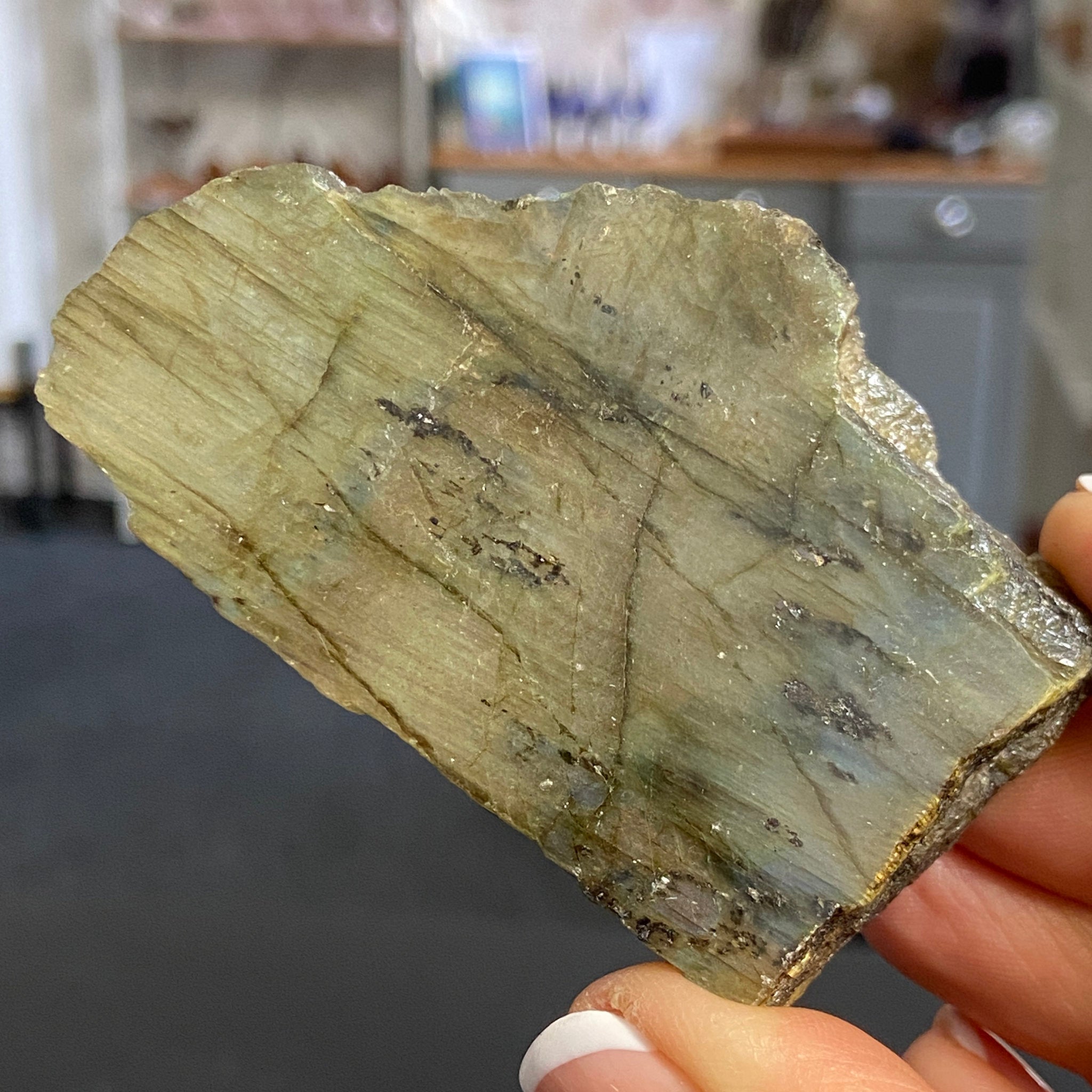 Madagascan Labradorite Slice – New Beginnings & Intuition - Castle Rocks Cornwall