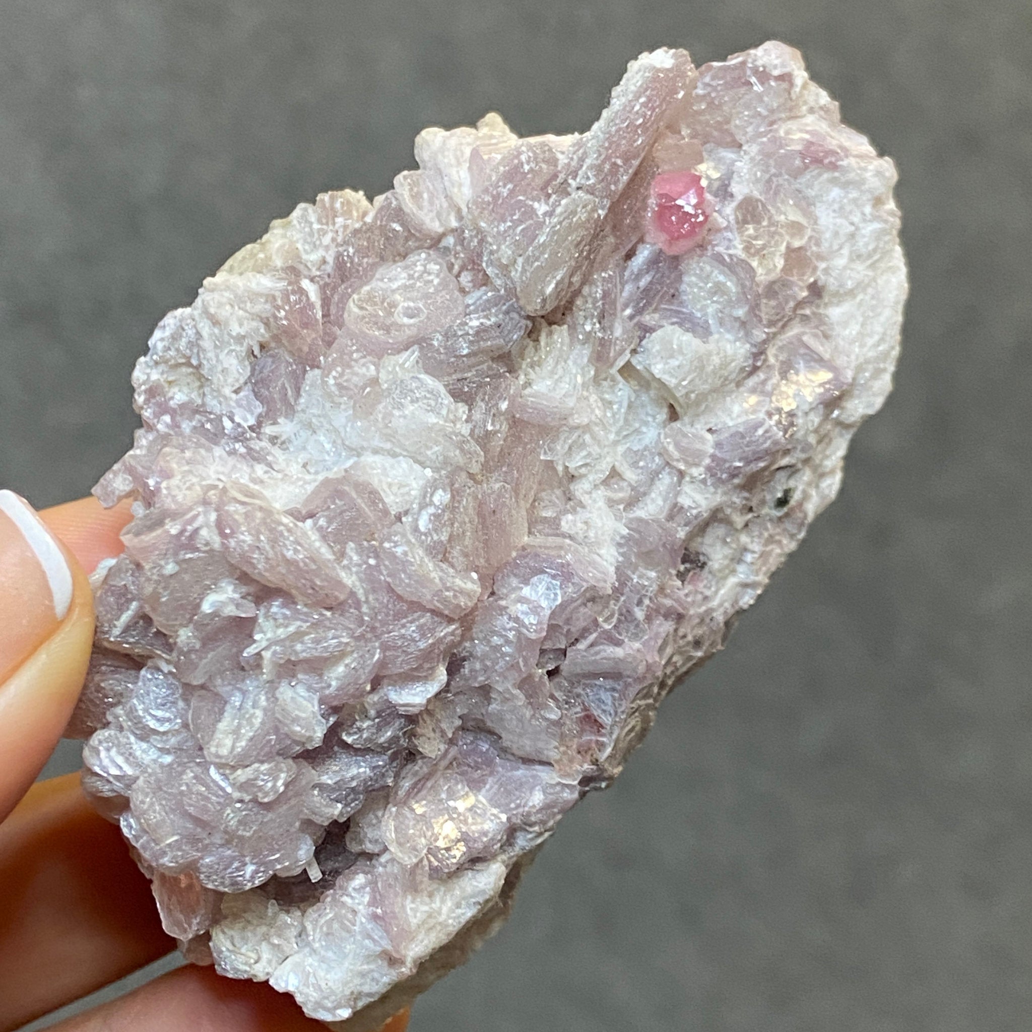 Pink Tourmaline on Lepidolite and Muscovite – Brazil - Castle Rocks Cornwall