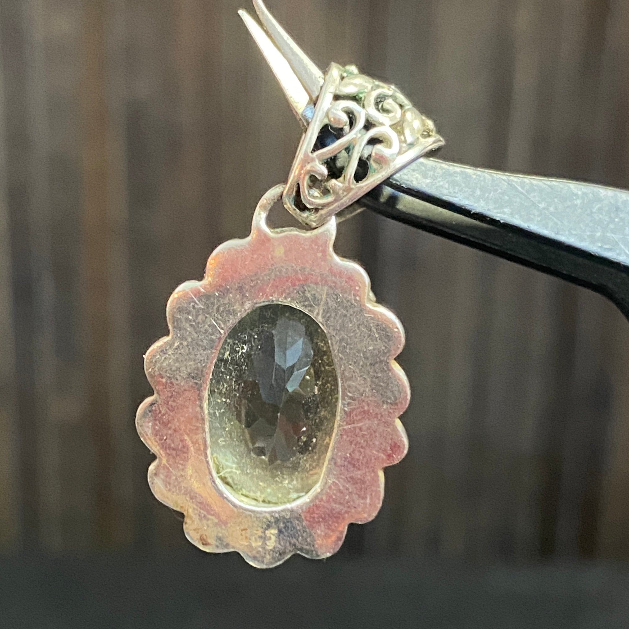 Prasiolite Pendant – Antique Style Sterling Silver - Castle Rocks Cornwall