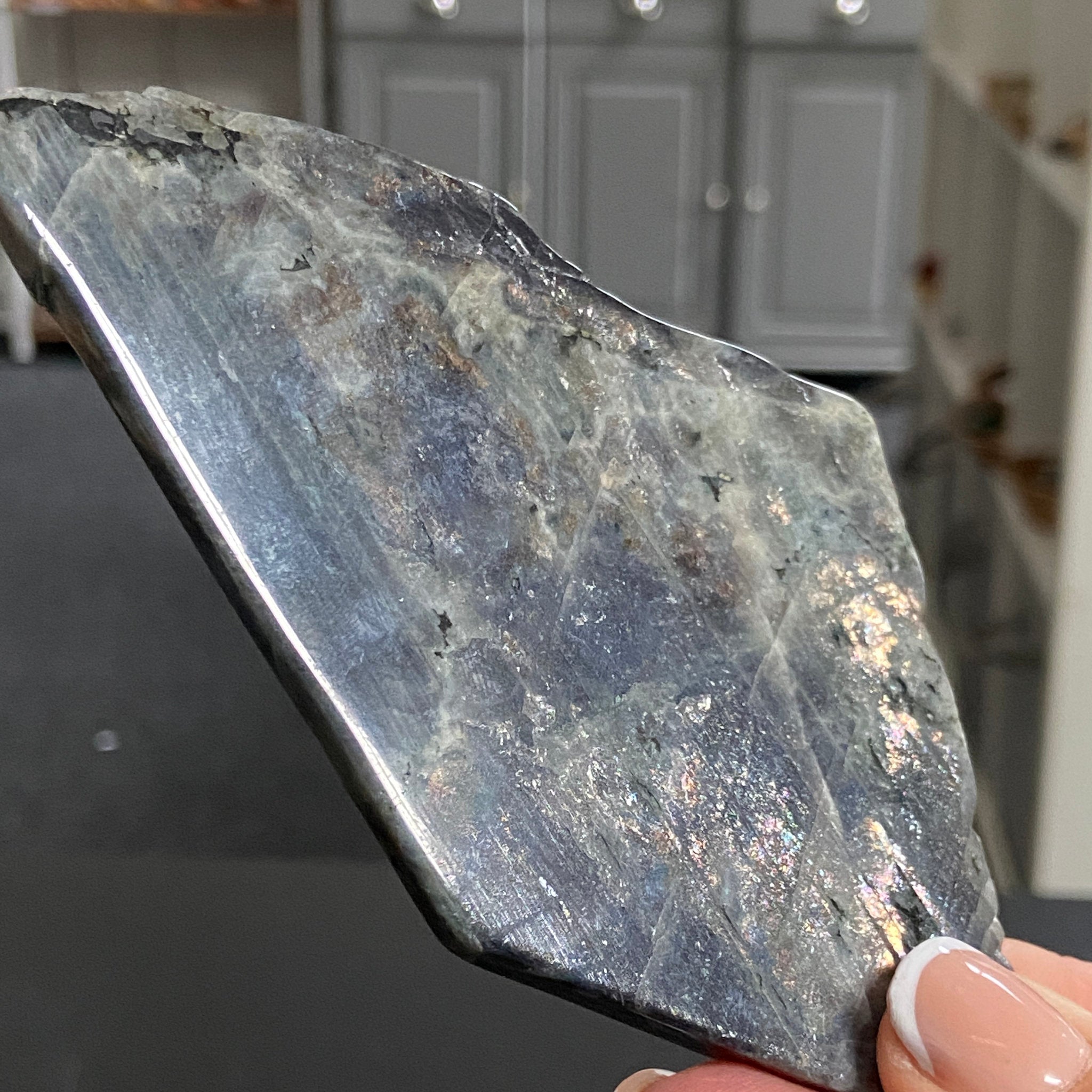 Rare Labradorite Slice from Labrador, Canada – New Beginnings - Castle Rocks Cornwall
