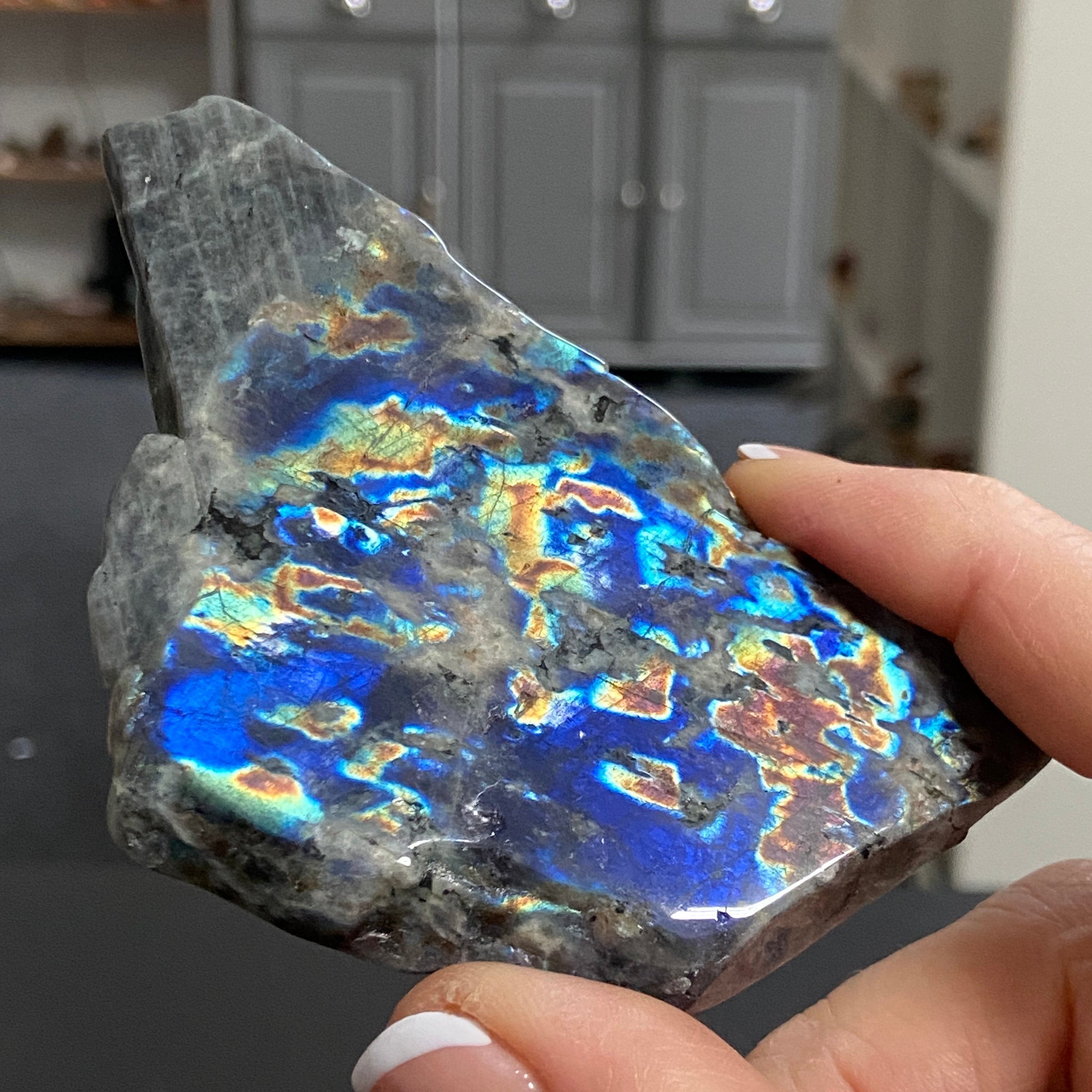 Rare Labradorite Slice from Labrador, Canada – New Beginnings - Castle Rocks Cornwall