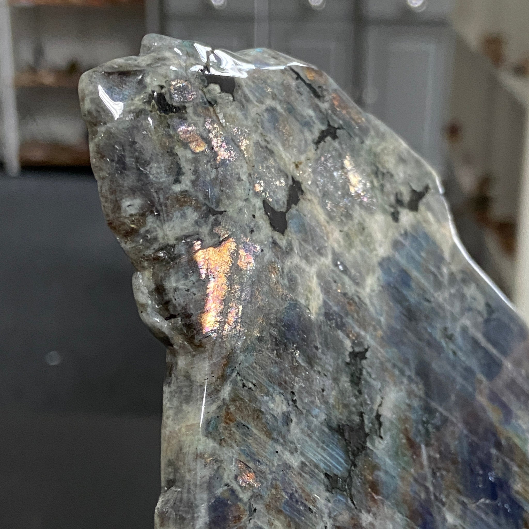Rare Labradorite Slice from Labrador, Canada – New Beginnings - Castle Rocks Cornwall
