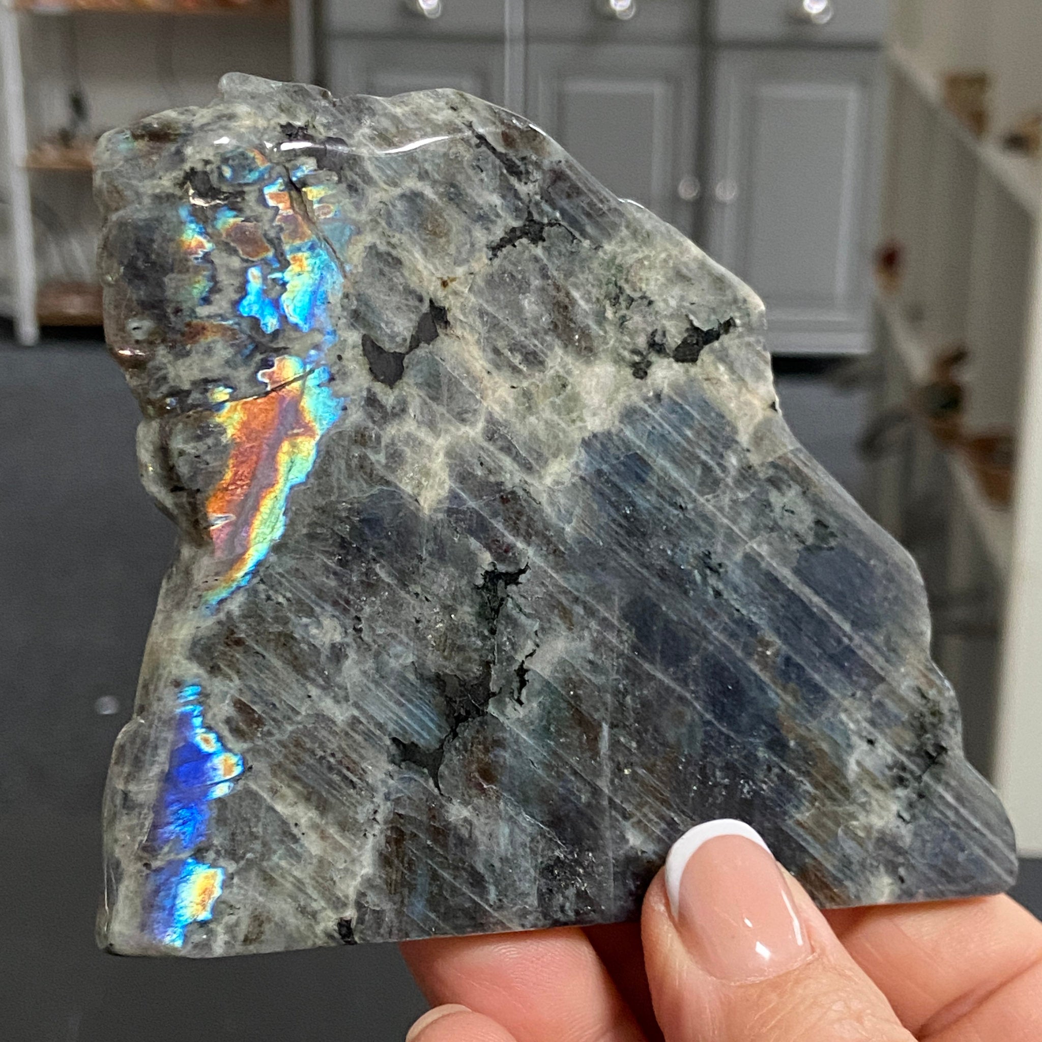 Rare Labradorite Slice from Labrador, Canada – New Beginnings - Castle Rocks Cornwall