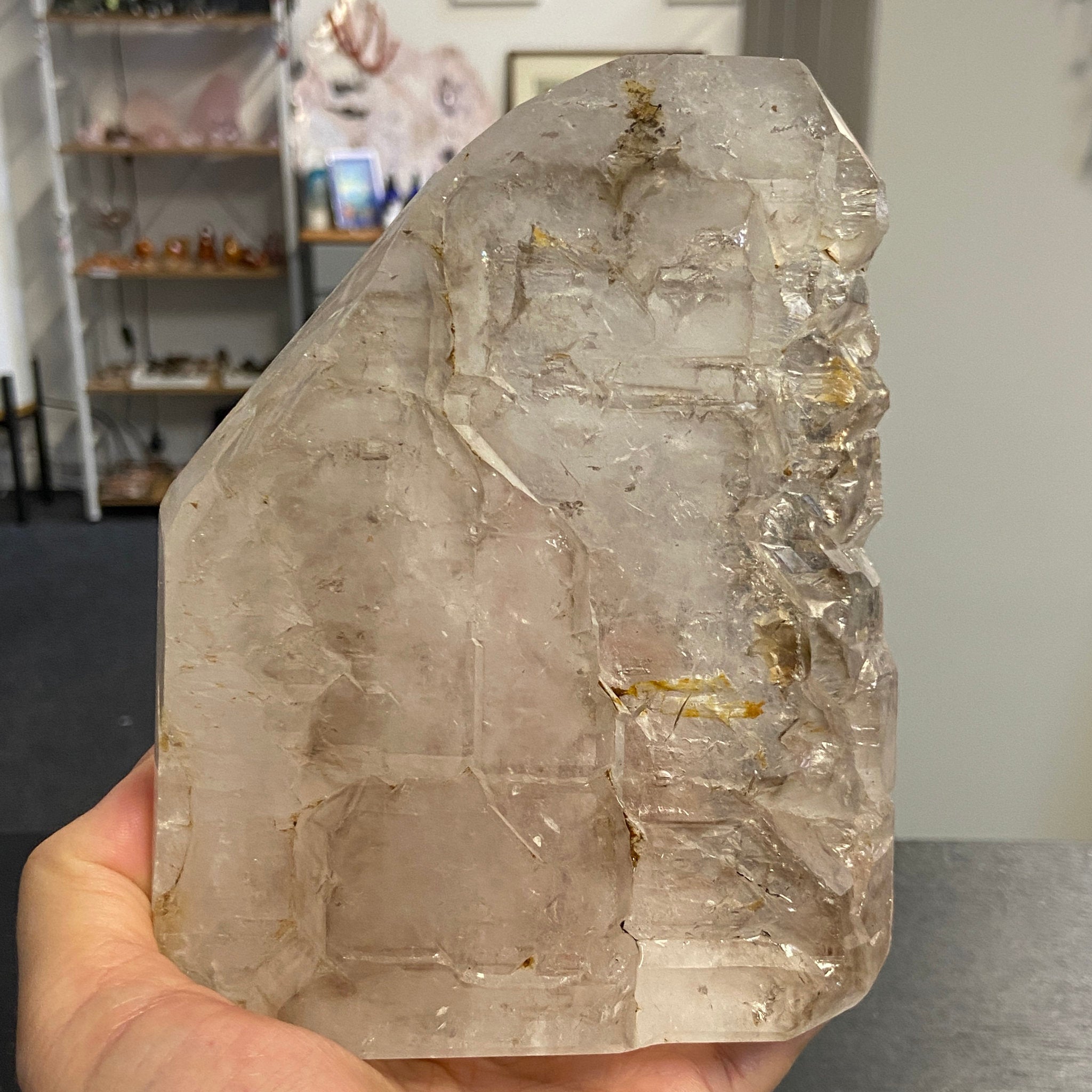 Smoky Quartz Elestial with Enhydros – Brazil - Castle Rocks Cornwall